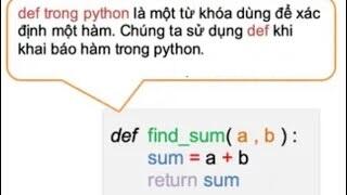 Hàm trong Python được khai báo theo mẫu: