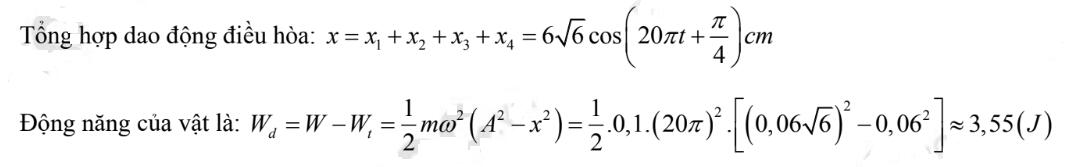 Bốn dao động điều hòa cùng phương cùng tần số có phương trình