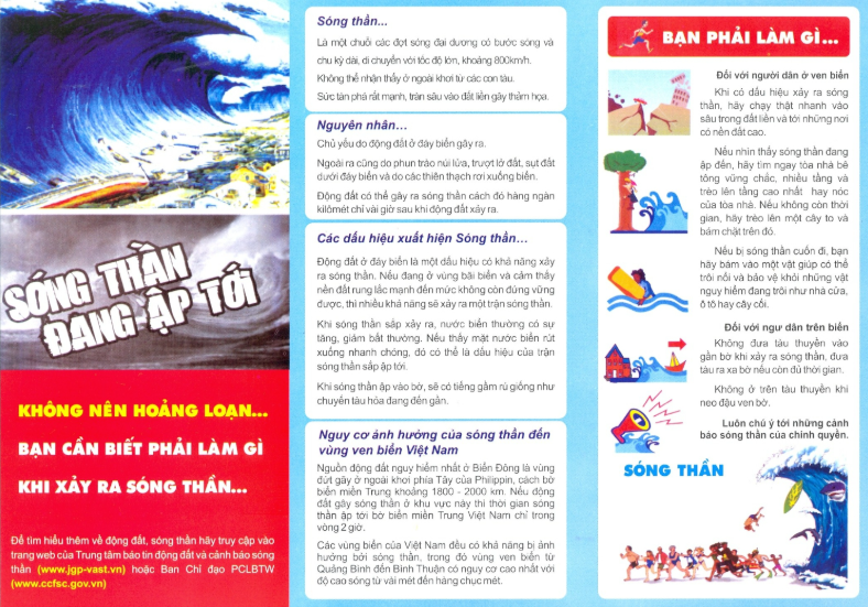 Thiết kế một áp phích để hướng dẫn mọi người những việc cần làm khi xảy ra sóng thần