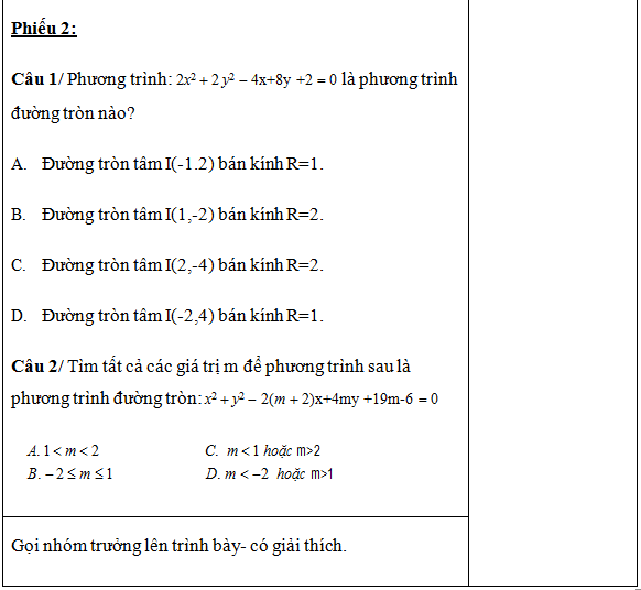 Bài tập phương trình đường tròn lớp 10 nâng cao (ảnh 5)