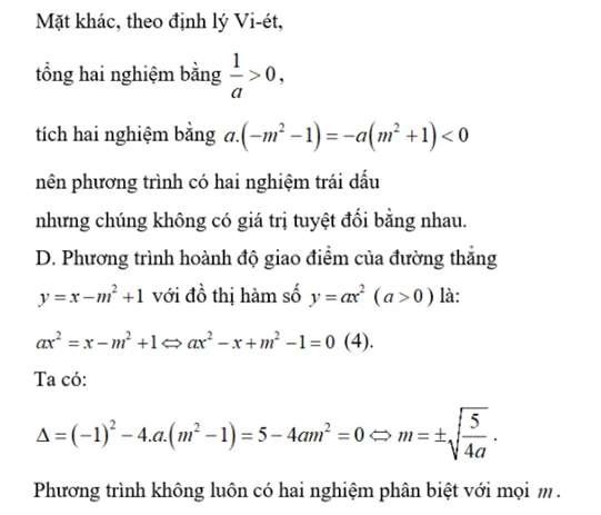 Bài tập về Parabol và đường thẳng lớp 9 (Có đáp án) (ảnh 12)