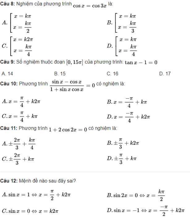 Các dạng bài tập phương trình lượng giác lớp 11 (ảnh 9)