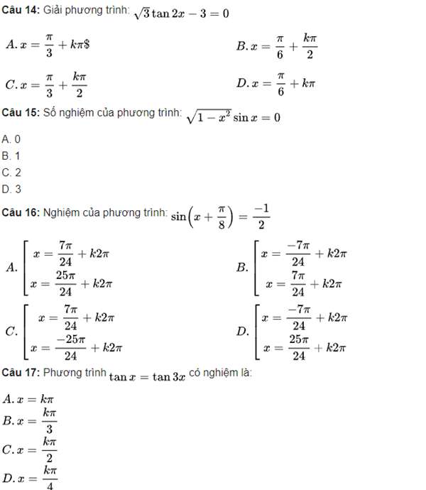 Các dạng bài tập phương trình lượng giác lớp 11 (ảnh 11)