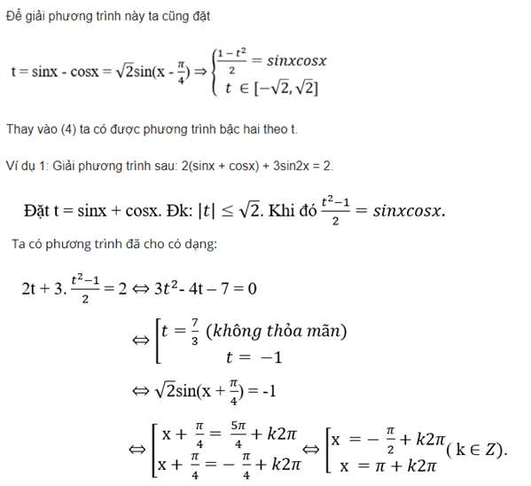 Các dạng bài tập phương trình lượng giác lớp 11 (ảnh 7)