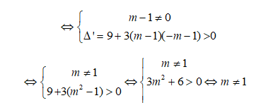 Để hàm số có cực đại và cực tiểu khi và chỉ khi phương trình y' = 0 có hai nghiệm phân biệt: