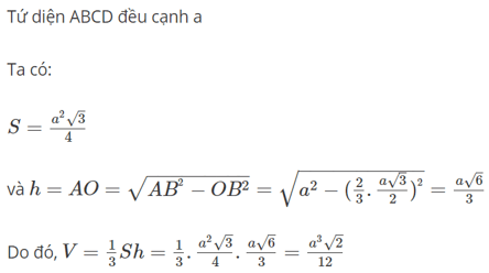 Cách giải toán tính thể tích 1 số khối chóp đặc biệt (ảnh 5)