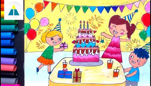 Cách vẽ bữa tiệc sinh nhật đẹp nhất (ảnh 2)