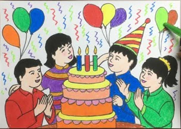 Cách vẽ bữa tiệc sinh nhật đẹp nhất (ảnh 3)