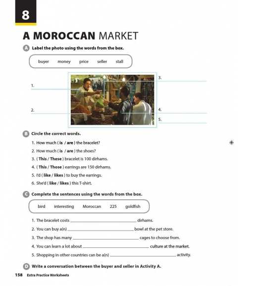 [Cánh diều] Giải Tiếng Anh 6 Unit 8: A moroccan market
