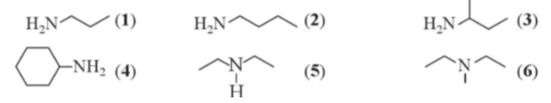 Câu 5.4. Cho các amine có công thức cấu tạo dưới đây: