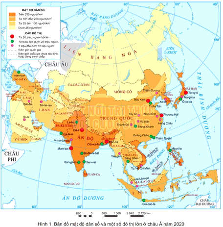 Cho biết các khu vực đông dân và các khu vực thưa dân ở Châu Á. 