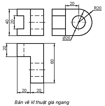 Đưa ra mô hình ba chiều của các mẫu (Hình 9.17 đến Hình 9.20).  Vẽ bản vẽ kỹ thuật gồm 3 hình chiếu trực giao của các vật thể đó.