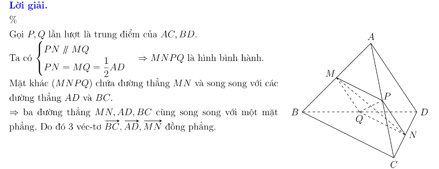 Chứng minh 3 vectơ đồng phẳng hay nhất