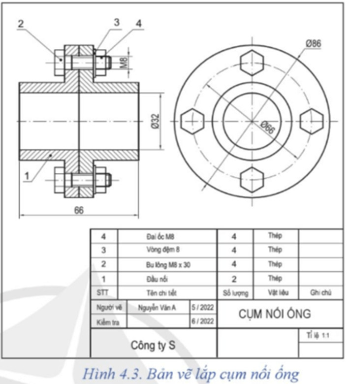 Soạn Công nghệ 8 Cánh Diều Bài 4: Bản vẽ lắp 