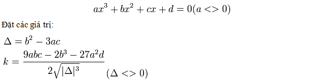 Công thức tính Delta phương trình bậc 3