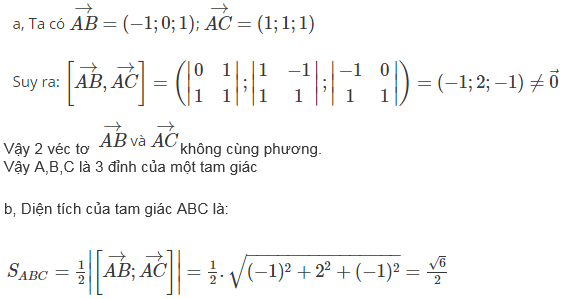 Công thức tính diện tích tam giác trong Oxyz hay nhất (ảnh 9)