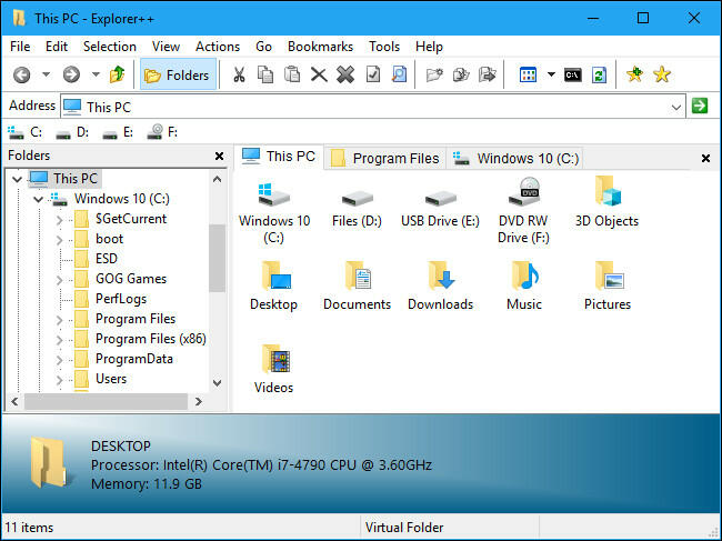 Có những tính năng gì mới trong chương trình quản lý tệp và thư mục trên Windows 10?