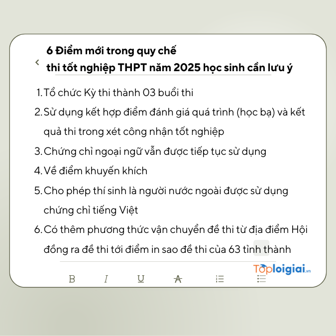6 Điểm mới trong quy chế thi tốt nghiệp THPT năm 2025