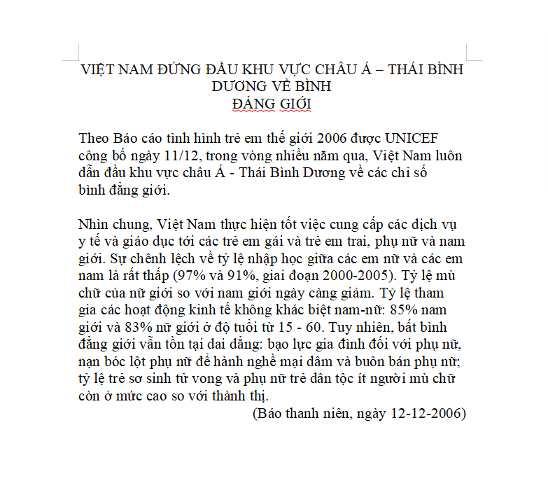 Đọc hiểu Việt Nam đứng đầu thế giới Châu Á Thái Bình Dương về bình đẳng giới - ảnh 1