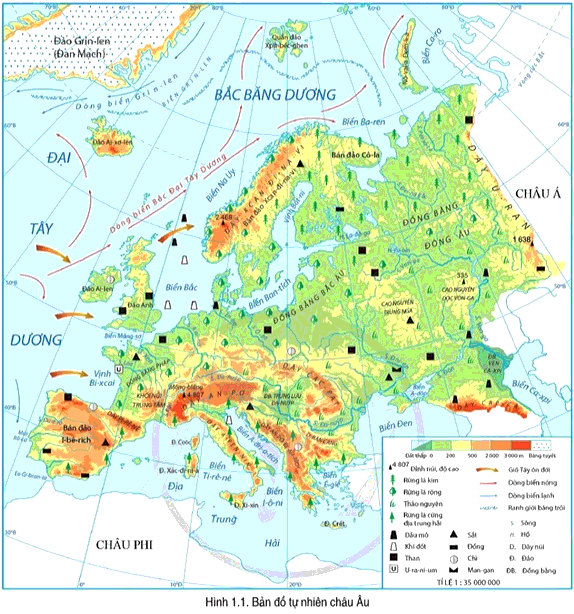 Đọc thông tin và quan sát hình 1 1 hãy Cho biết châu Âu tiếp giáp với các biển, đại dương và châu lục nào?