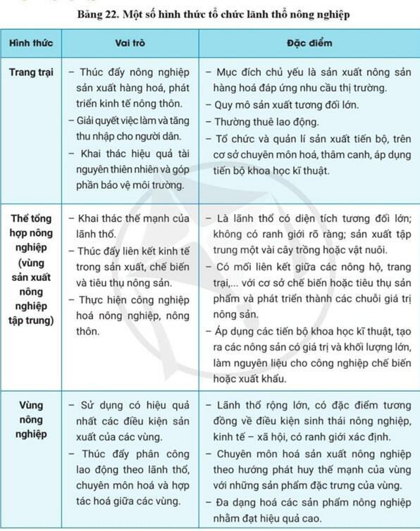 Dựa Vào Bảng 22 Hãy Trình Bày Vai Trò đặc điểm Của Một Trong Những