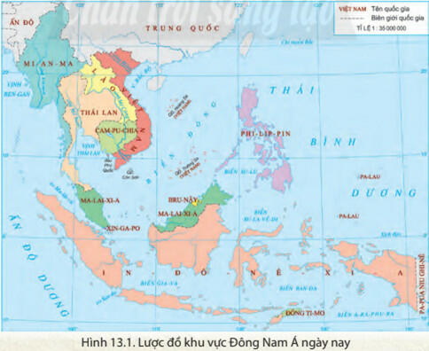 Dựa vào lược đồ trong Hình 12.1, em hãy xác định vị trí địa lí của khu vực Đông Nam Á. Vị trí đó có những điểm gì đặc biệt?