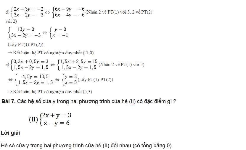 Giải hệ phương trình bằng phương pháp cộng đại số toán 9 (ảnh 5)