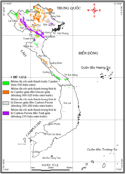 Hãy tìm hiểu về nguồn gốc hình thành và vùng phân bố của đá vôi ở Việt Nam?