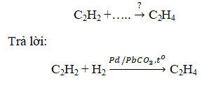 Hoàn thành phương trình hóa học sau C2H2 ra C2H4