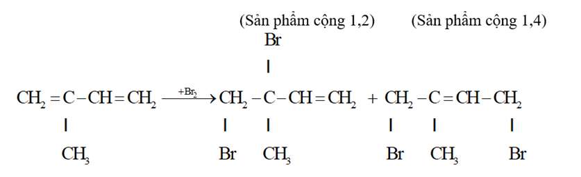 Isopren tham gia phản ứng với dung dịch Br2 theo tỉ lệ mol 1:1 tạo ra tối đa bao nhiêu sản phẩm? ( ảnh 3)