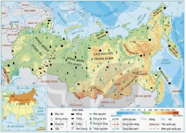 Lý thuyết Địa lí 11 Kết nối tri thức Bài 20. Vị trí địa lí, điều kiện tự nhiên, dân cư và xã hội Liên Bang Nga