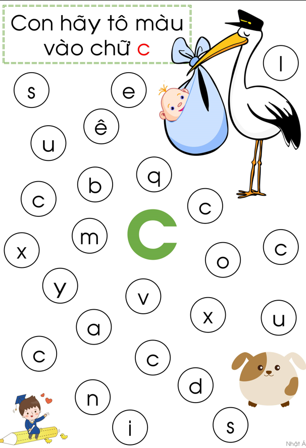 Mẫu tô chữ cái cho bé chuẩn bị vào lớp 1 đầy đủ bảng chữ cái Tiếng Việt (A Ă Â B C D Đ...)