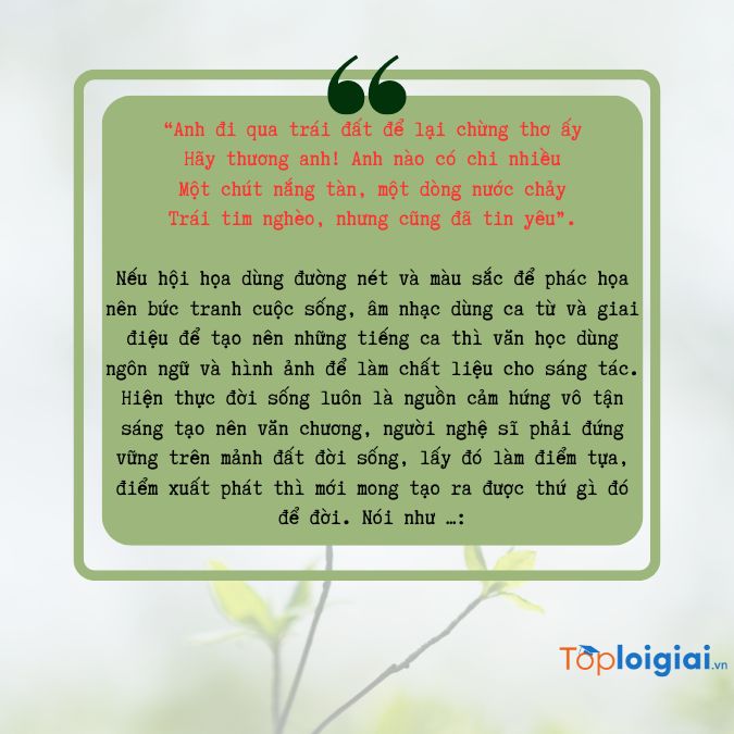 Mở bài bằng đoạn trích trong bài thơ Gởi của Chế Lan Viên