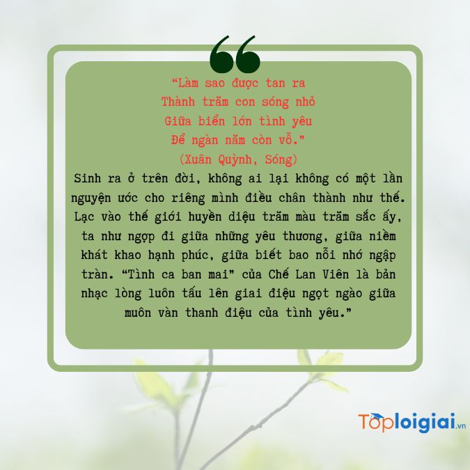 Mở bài bằng đoạn trích trong bài thơ Sóng của Xuân Quỳnh