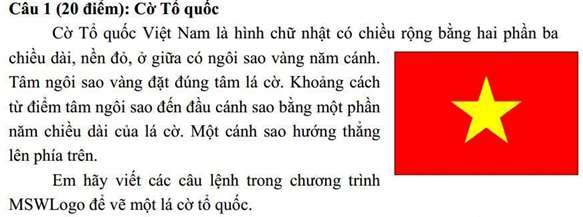 Với phần mềm MSWLogo, có thể vẽ được cờ đỏ sao vàng của quốc kỳ Việt Nam không?