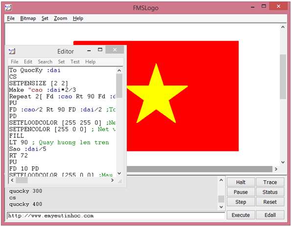 Vẽ cờ đỏ sao vàng trên MSWLogo :
Bạn có thích nghịch ngợm với các công cụ lập trình đơn giản như MSWLogo? Bạn muốn học cách vẽ cờ đỏ sao vàng đặc trưng của quê hương Việt Nam trên nền tảng này? Thật tuyệt vời! Khám phá tutorial hữu ích và làm theo từng bước để tạo ra những tác phẩm đáng ngưỡng mộ.