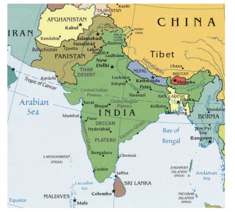 Ở giữa của Nam Á là miền địa hình?