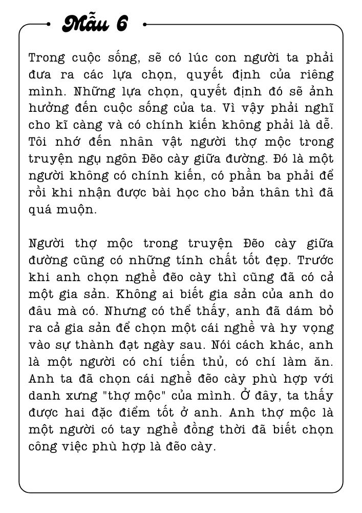Phân tích nhân vật người thợ mộc trong Đẽo cày giữa đường - Mẫu số 6