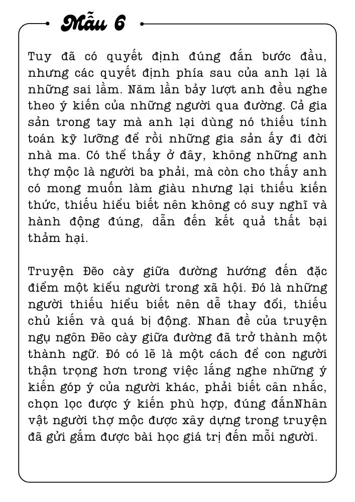 Phân tích nhân vật người thợ mộc trong Đẽo cày giữa đường - Mẫu số 6