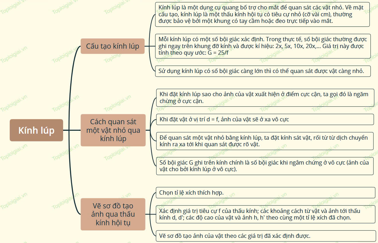 Sơ đồ tư duy KHTN 9 KNTT Bài 10: Kính lúp