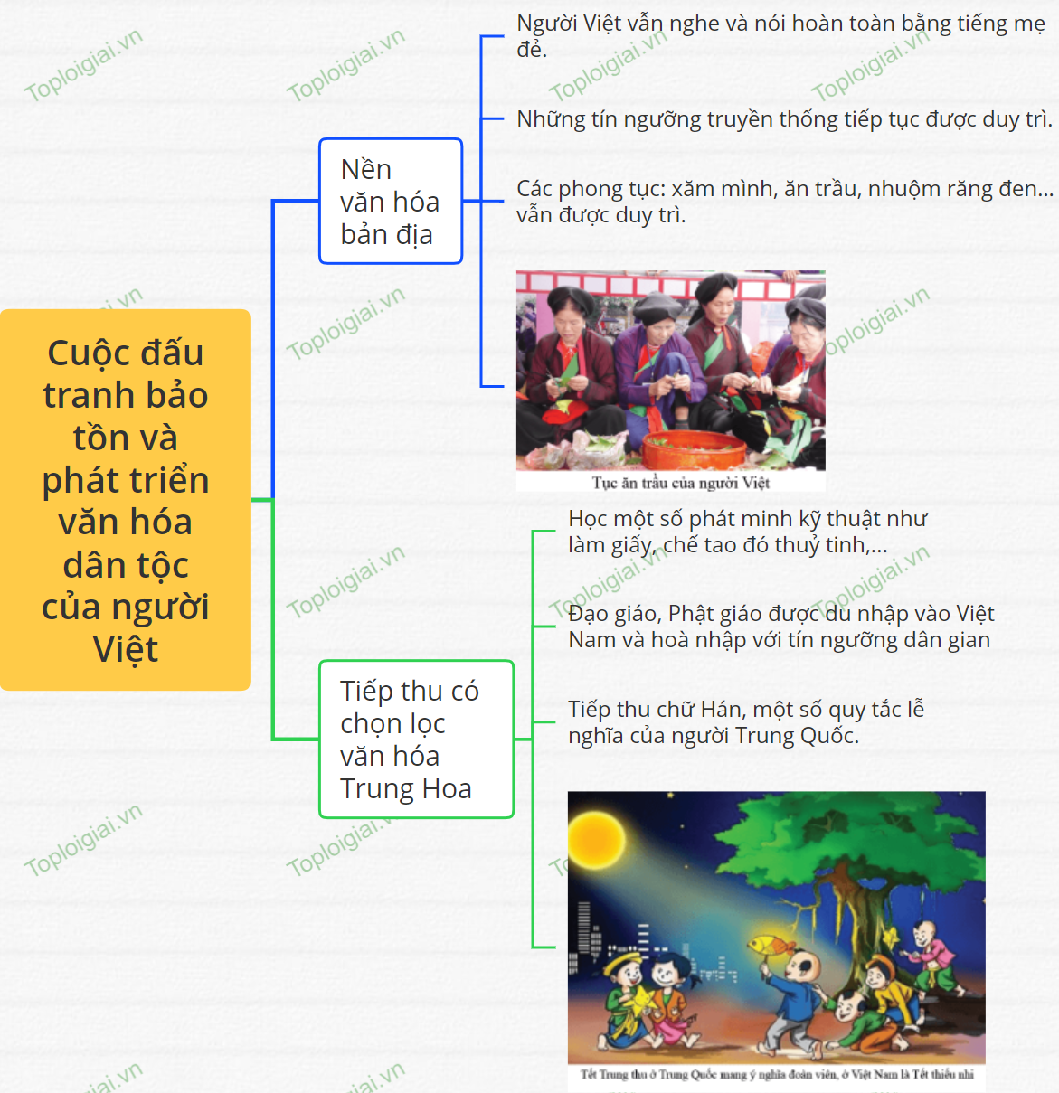 Sơ đồ tư duy Lịch sử 6 Bài 17: Cuộc đấu tranh bảo tồn và phát triển văn hóa dân tộc của người Việt