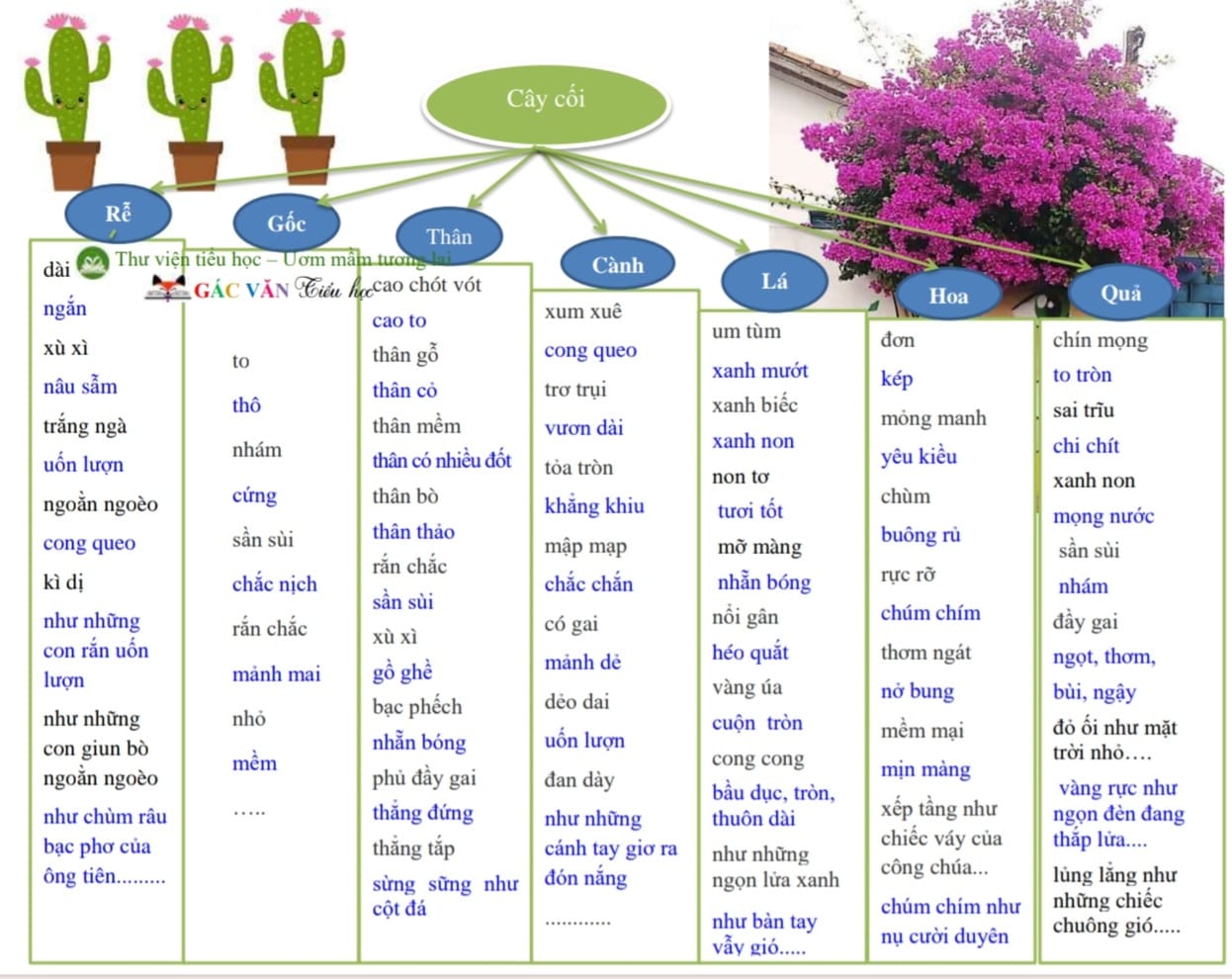Sơ đồ tư duy Mở rộng vốn từ tả Cây cối