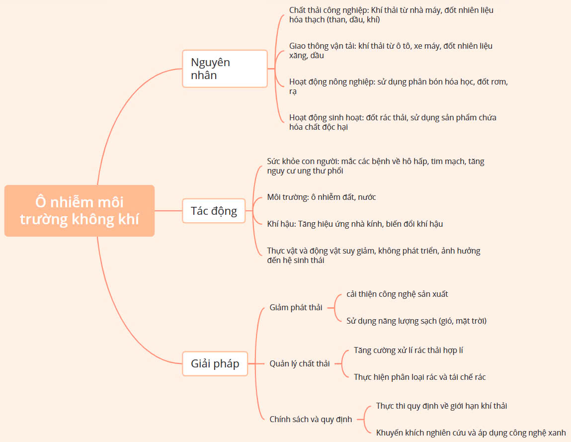 Sơ đồ tư duy ô nhiễm môi trường đất, nước, không khí, biển (ảnh 4)