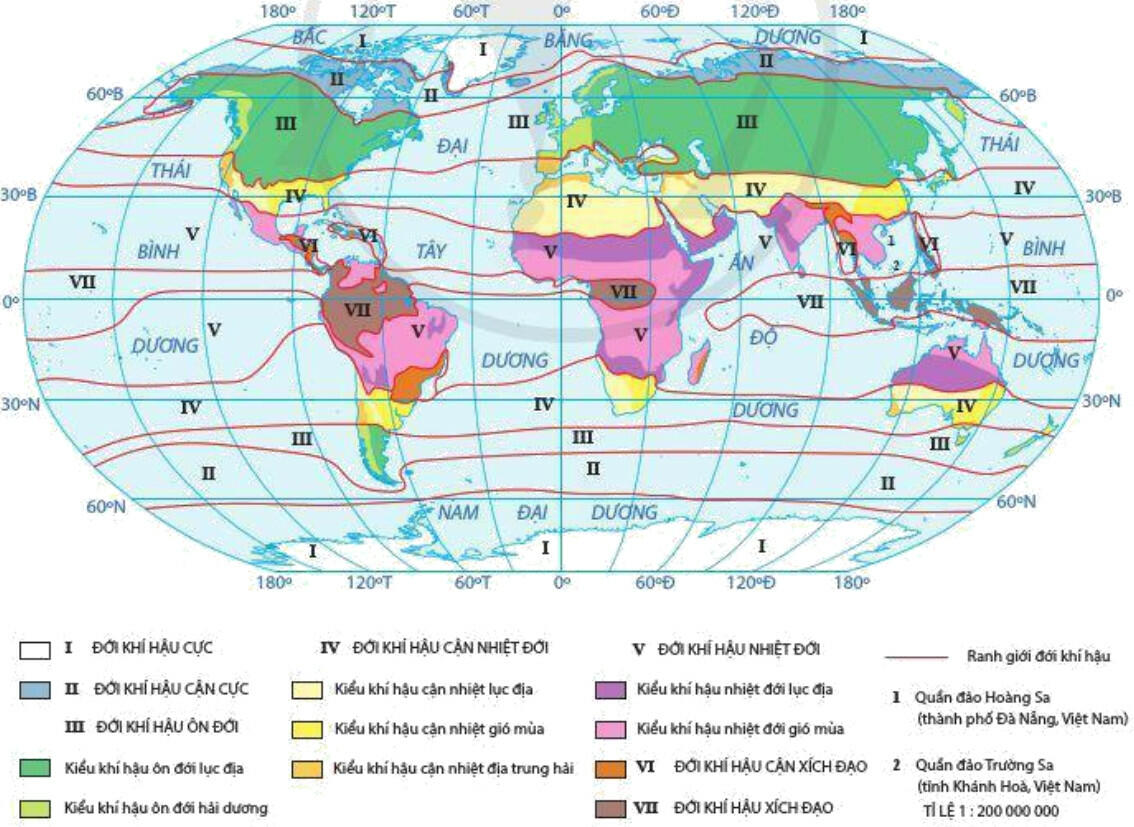 Soạn Địa 10 Bài 9: Thực hành: Đọc bản đồ các đới khí hậu trên Trái Đất. Phân tích biểu đồ một số kiểu khí hậu - Cánh diều
