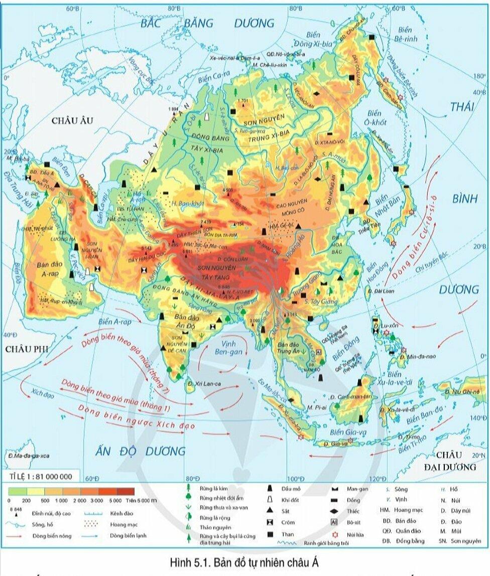 Soạn Địa 7 Bài 5: Vị trí địa lí, phạm vi và đặc điểm tự nhiên Châu Á - Cánh Diều