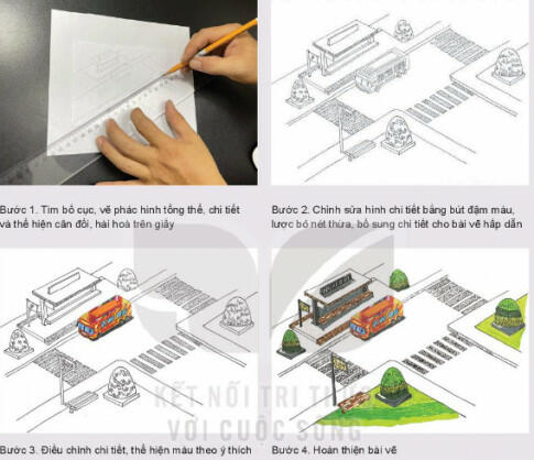 Soạn Mĩ thuật 8 Kết nối tri thức Bài 11 Phương tiện giao thông công cộng trong sáng tạo mĩ thuật hình 4