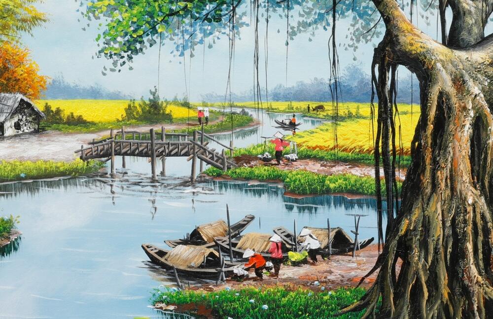 Tám dòng thơ này giúp em hình dung như thế nào về phong cảnh và con người Việt Nam? 