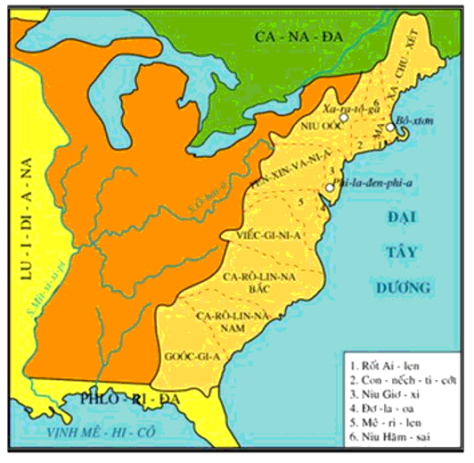 Thực dân Anh thiết lập 13 thuộc địa Bắc Mĩ ở khu vực nào? (ảnh 2)