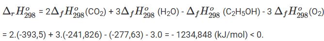 Tính biến thiên enthalpy của phản ứng đốt cháy 1 mol ethanol và 1 mol khí gas (ảnh 1)