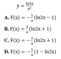 Trắc nghiệm tìm nguyên hàm bằng phương pháp từng phần có đáp án (ảnh 20)
